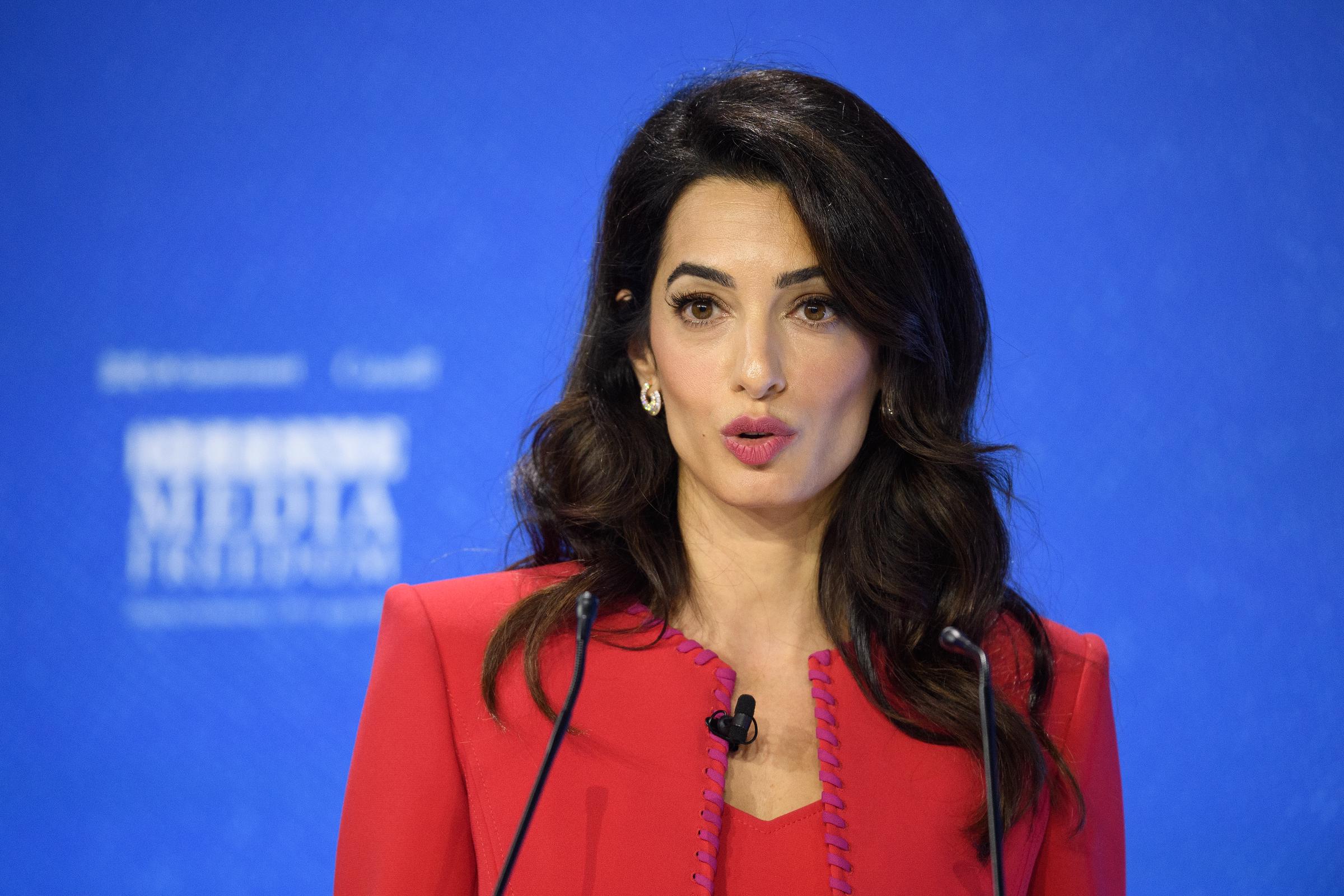 Amal Clooney speaks during day two of the Global Conference on Press Freedom on July 10, 2019 | Source: Getty Images