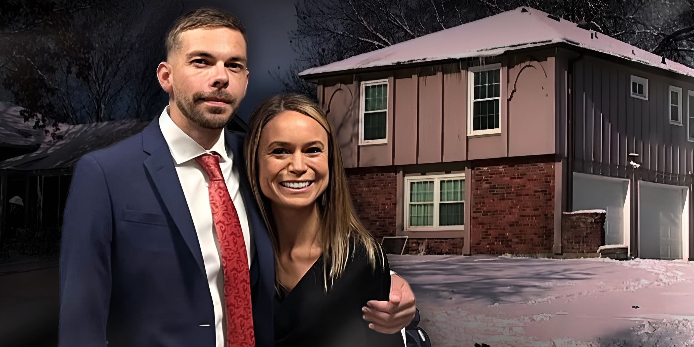 Clayton McGeeney and his fiancée. | The house where his body was found. | Sources: Facebook/Clayton McGeeney | YouTube/fox4kc