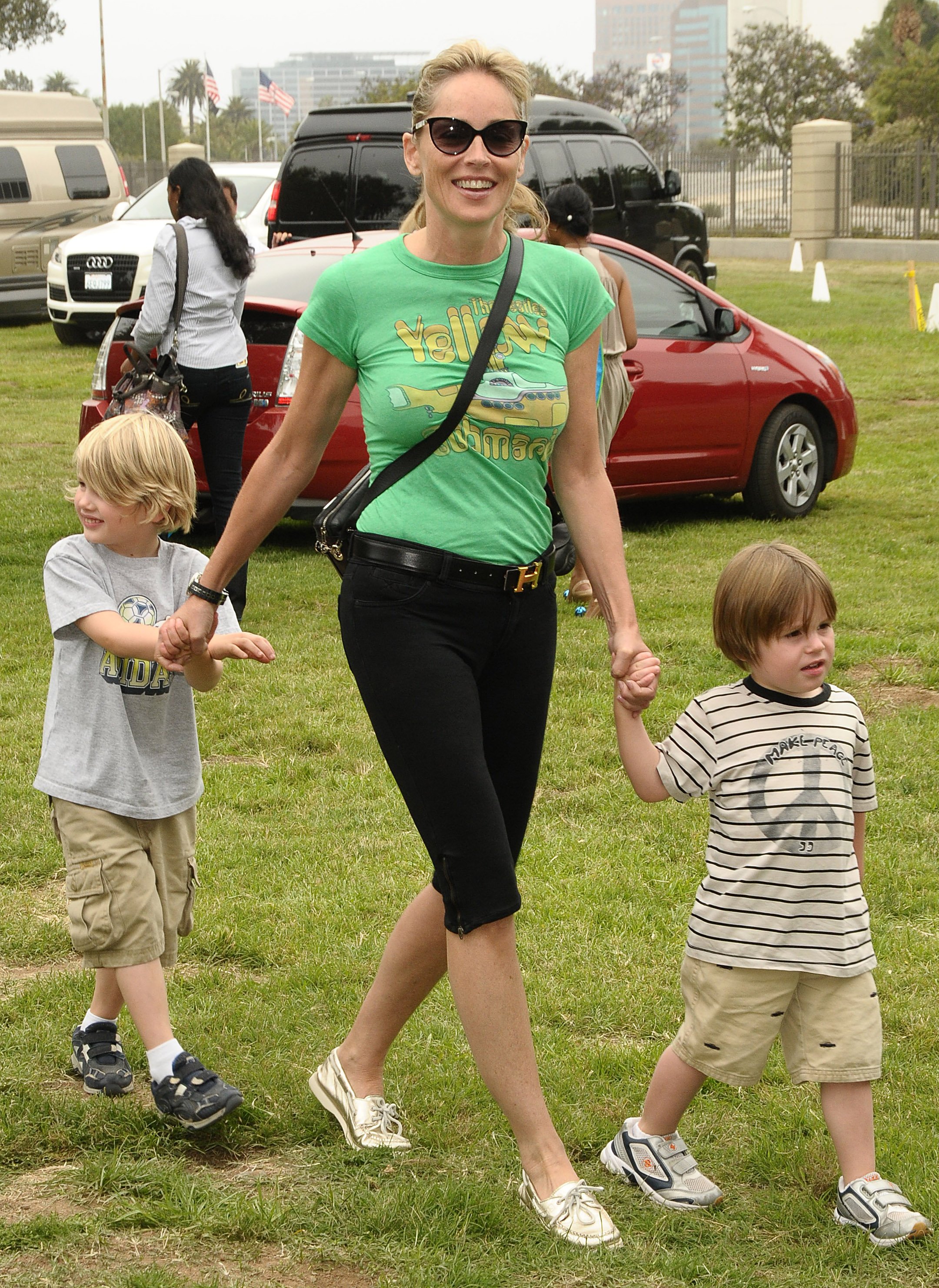 Sharon Stone and sons Laird Vonne Stone and Quinn Kelly Stone at the 21st annual "A Time For Heroes" celebrity picnic benefit in 2010 in Los Angeles, California. | Source: Getty Images