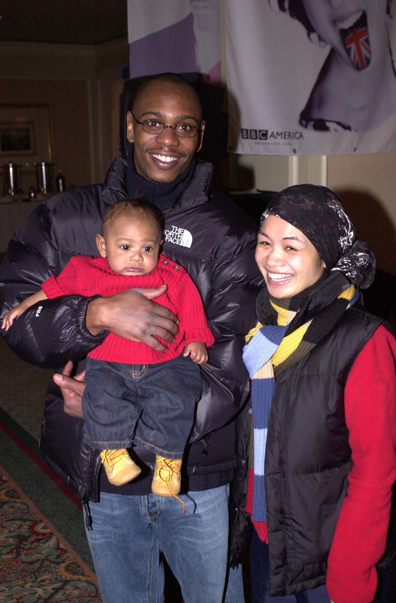Dave Chappelle with wife Elaine and son Sulayman at the HBO US Comedy Arts Festival in 2001 in Aspen, Colorado. | Source: Gerry Images