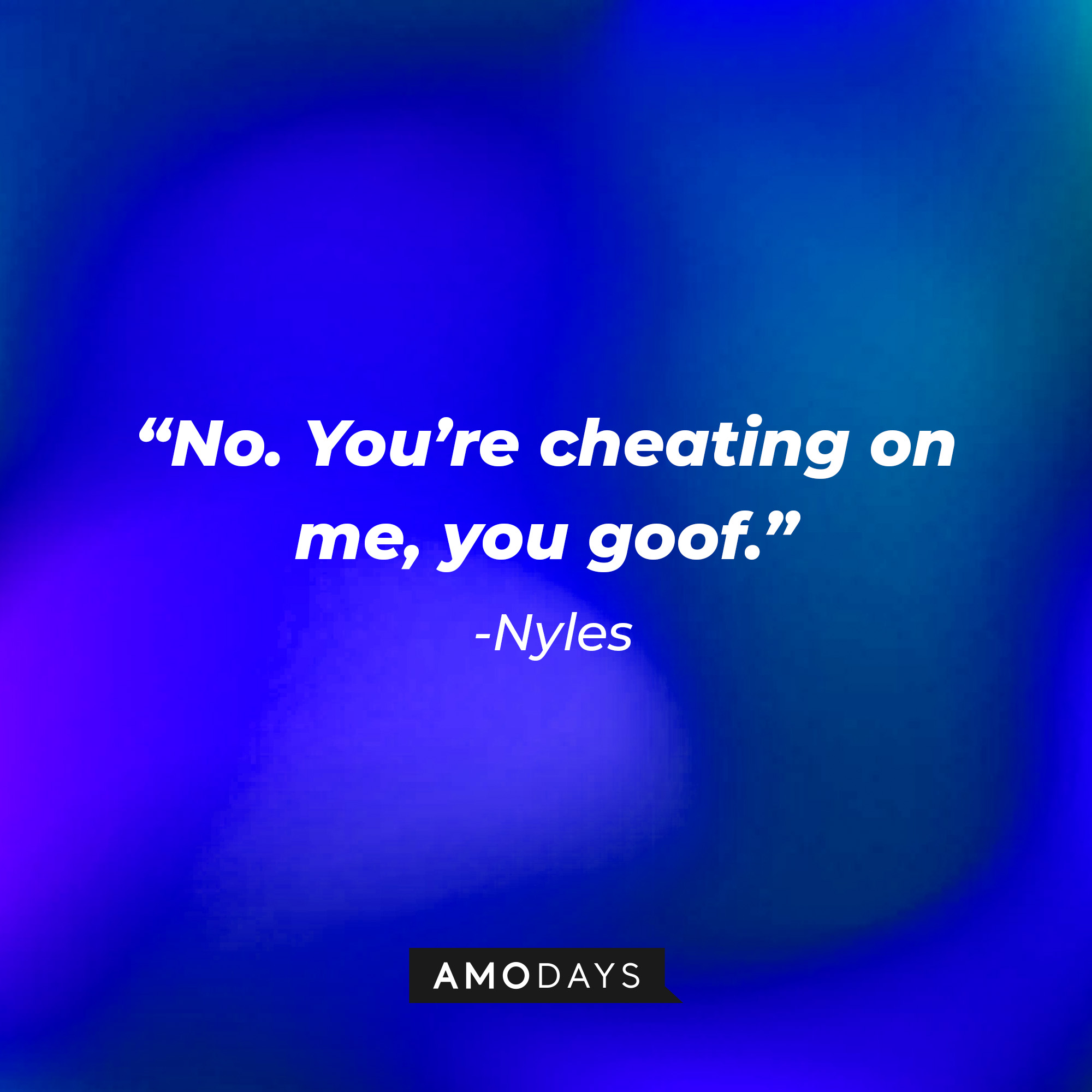 Nyles’ quote: "No. You’re cheating on me, you goof." │ Source: AmoDays
