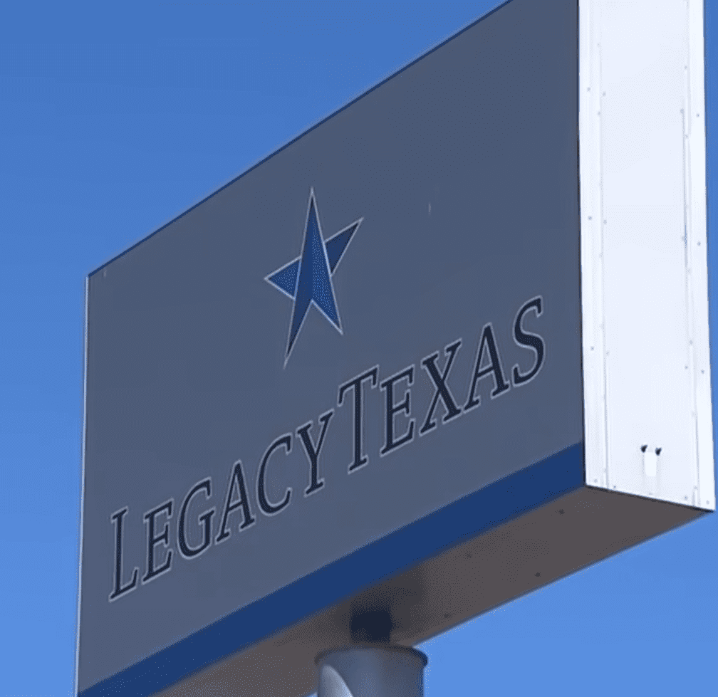 A LegacyTexas Bank sign. │Source: youtube.com/CBSDFW