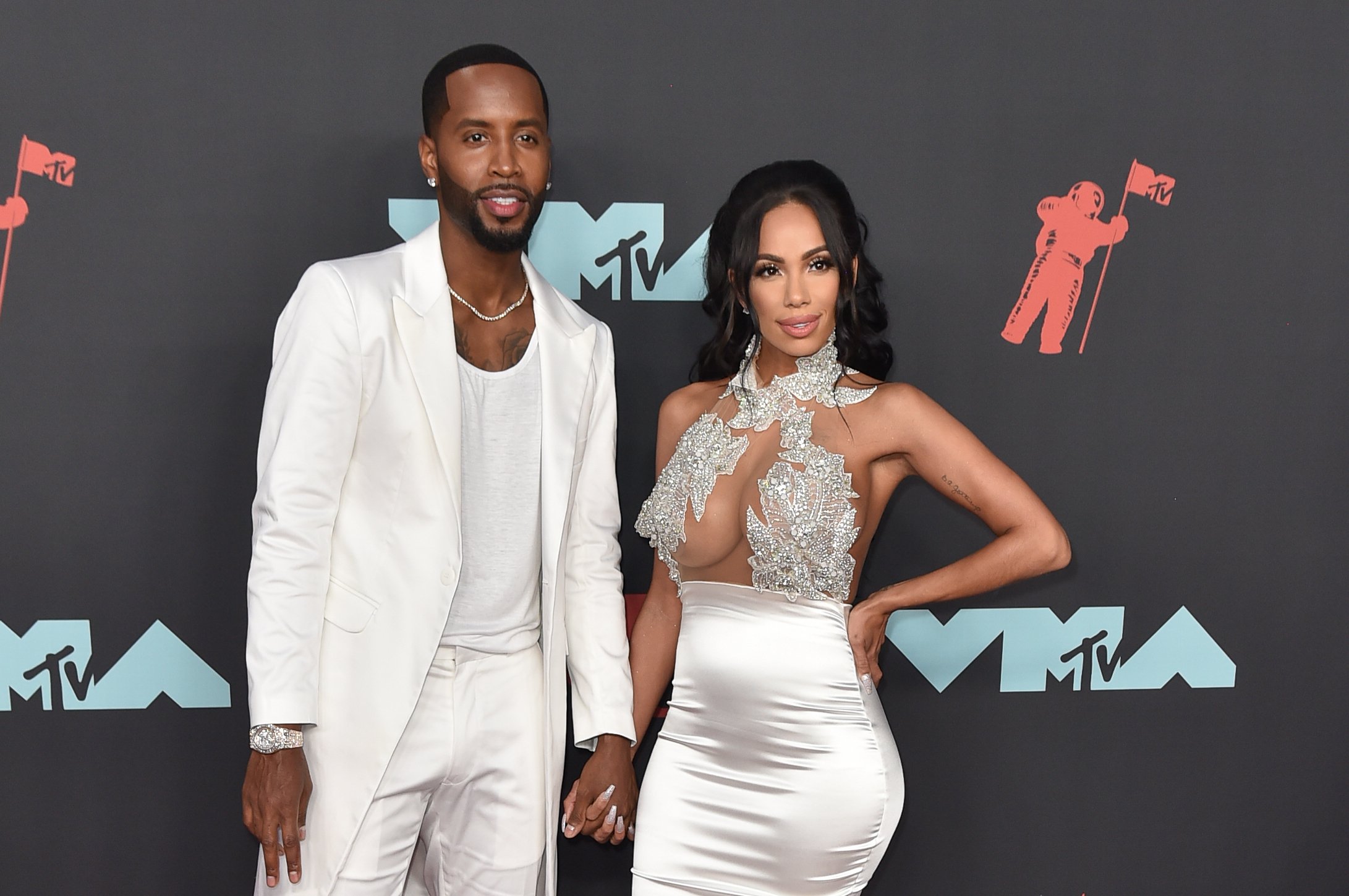 Safaree Samuels and Erica Mena Samuels at the 2019 MTV VMAs red carpet at Prudential Center on August 26, 2019 in Newark, New Jersey.| Source: Getty Images