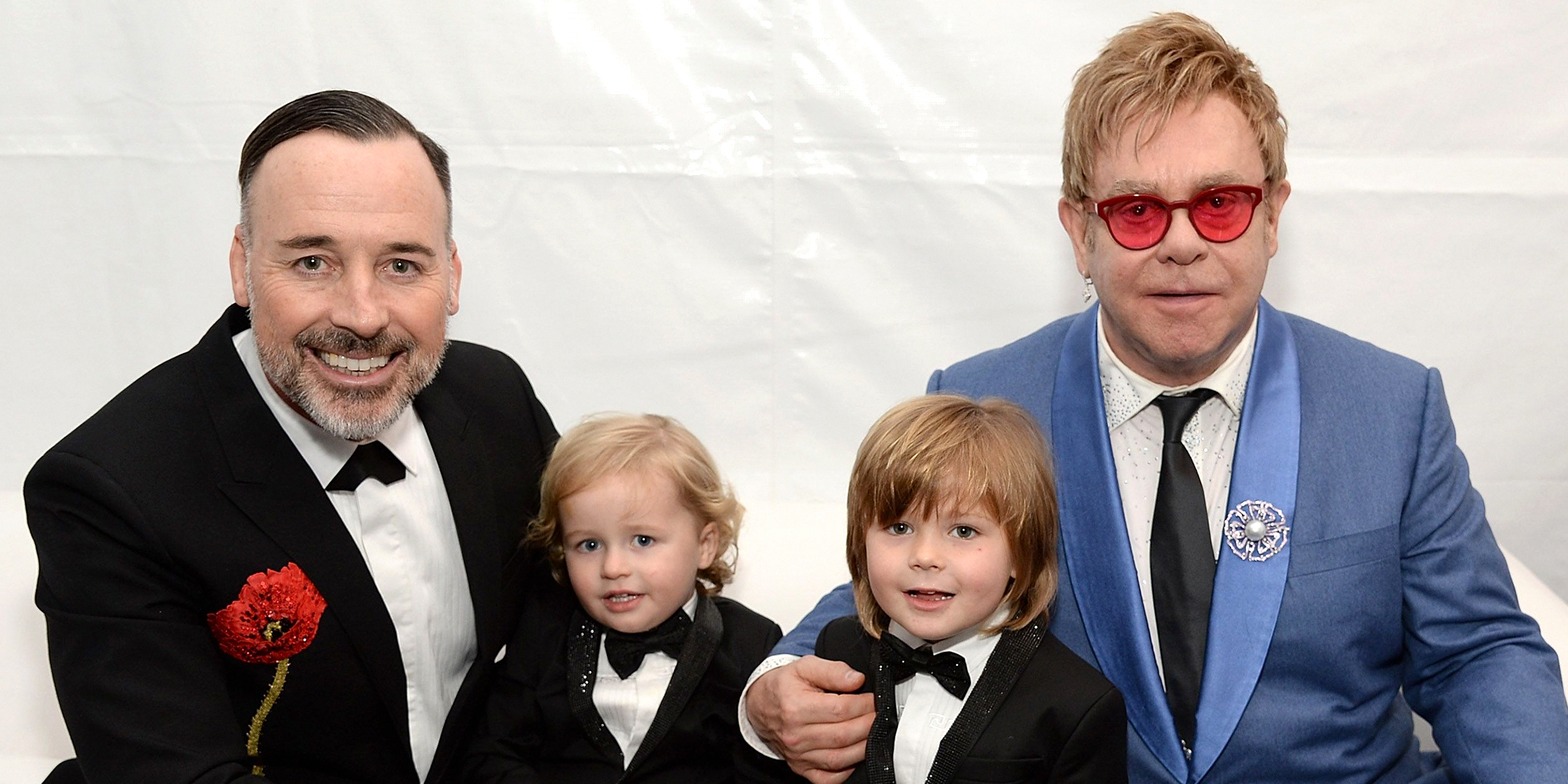 (L-R) David Furnish, Elijah Furnish-John, Zachary Furnish-John, and Sir Elton John attend the 23rd Annual Elton John AIDS Foundation Academy Awards Viewing Party on February 22, 2015, in Los Angeles, California. | Source: Getty Images