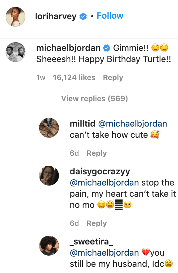 Michael Jordan comments on Lori Harvey's photo. | Source: Instagram/loriharvey
