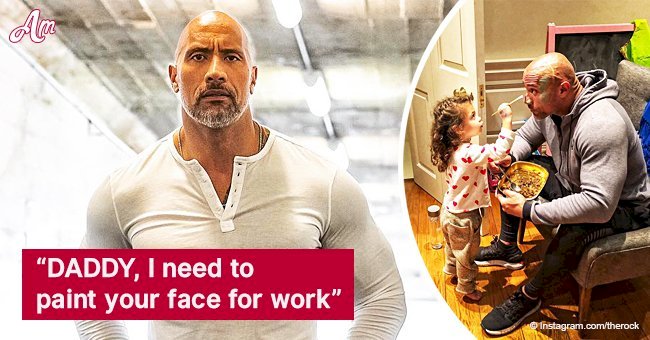 Dwayne Johnson lets little daughter paint his face, unable to resist her charming cuteness