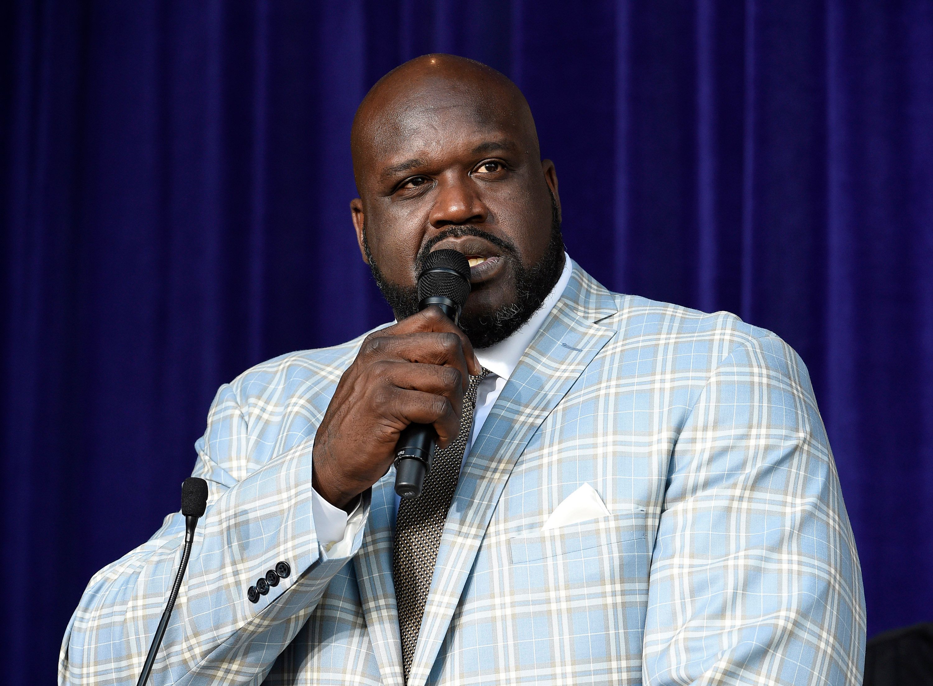 Shaquille O'Neal speaks after unveiling of his statue at Staples Center March 24, 2017, in Los Angeles, California. | Source: Getty Images