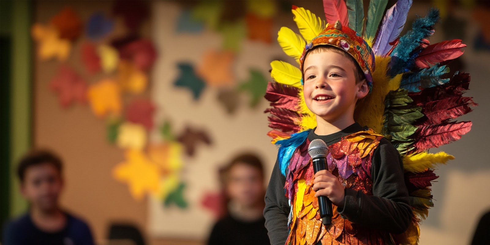 A boy in a turkey costume | Source: Midjourney