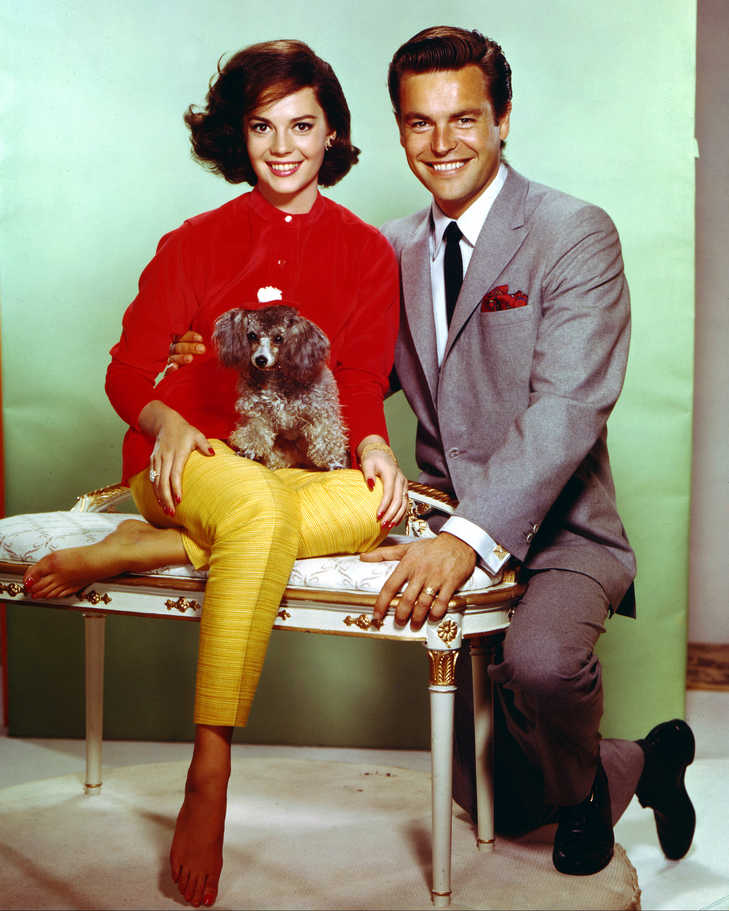 Natalie Wood and Robert Wagner, with a small dog, circa 1965. | Source: Getty Images