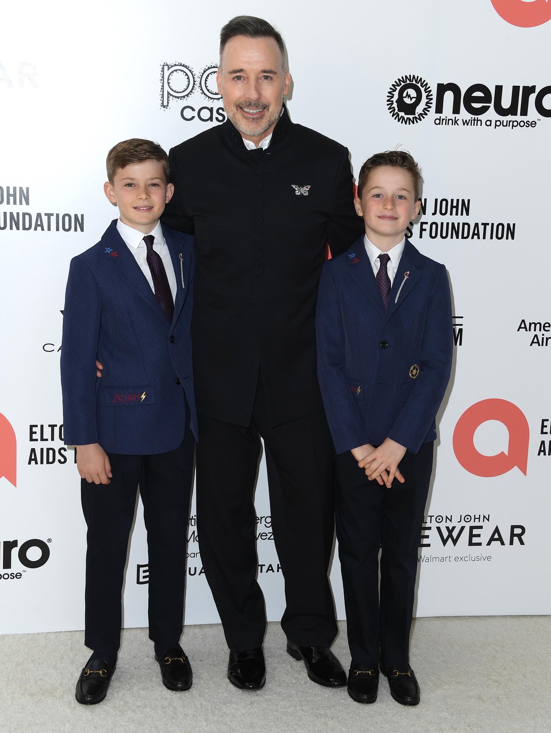 David Furnish, Zachary Jackson Levon Furnish-John, and Joseph Daniel Furnish-John at the Elton John AIDS Foundation's 30th Annual Academy Awards Viewing Party on March 27, 2022, in West Hollywood, California | Source: Getty Images