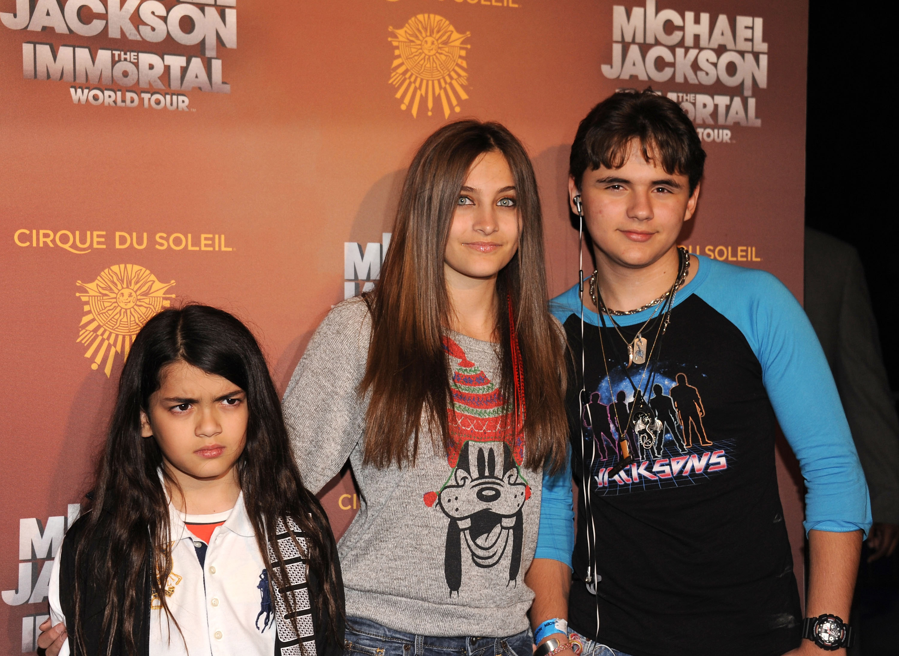 Bigi, Paris, and Prince Jackson photographed at Staples Center on January 27, 2012 | Source: Getty Images