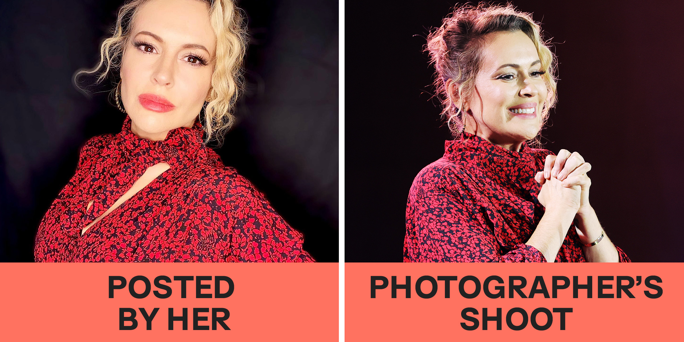 Alyssa Milano on Instagram vs. in reality | Source: Instagram/milano_alyssa | Getty Images