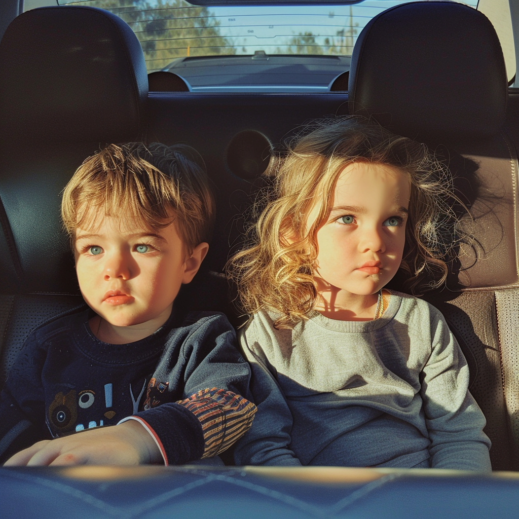 Children sitting in a car | Source: Midjourney