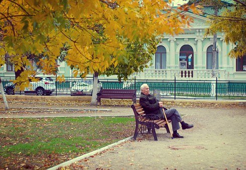 Un vieil homme assis une banquette. | Photo : Pixabay