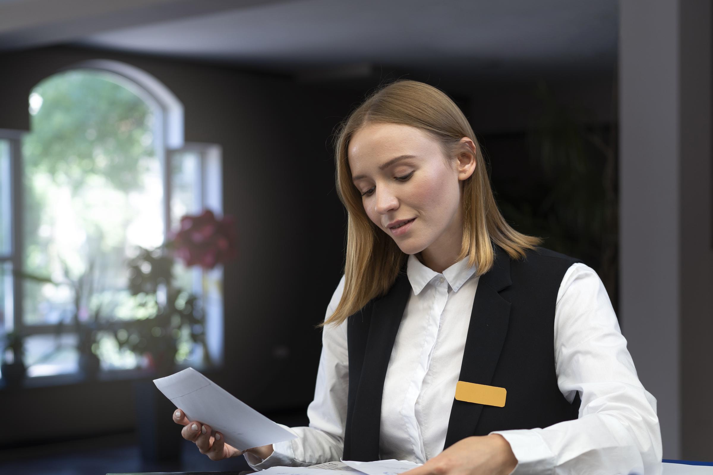 A receptionist getting papers ready | Source: Freepik