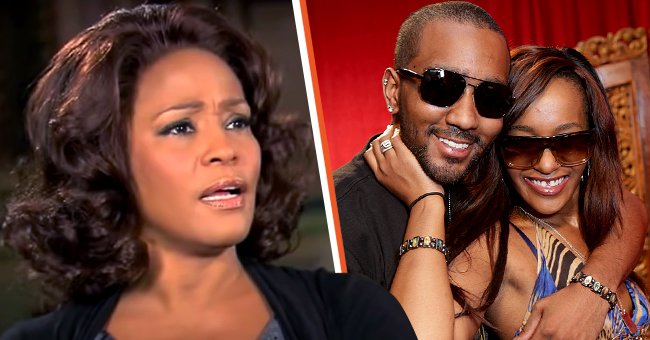 Left: Whitney Houston on an interview with Extra TV | Source: YouTube/Extra TV. Right: Bobbi Kristina and her boyfriend Nick Gordon at the 56th GRAMMY Awards at Staples Center on January 25, 2014 in Los Angeles, California. | Source: Getty Images