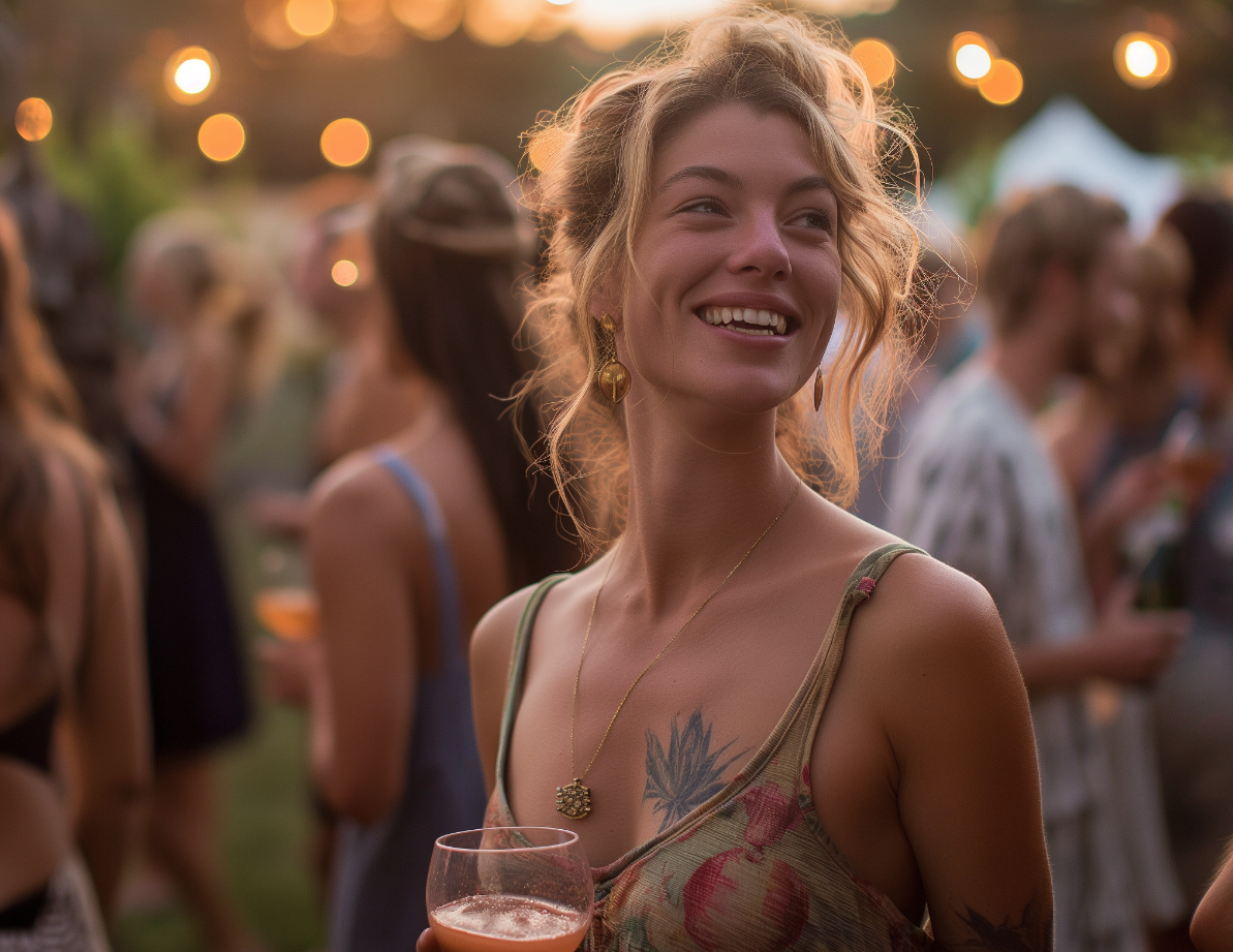 A smiling young woman at a party | Source: Midjourney