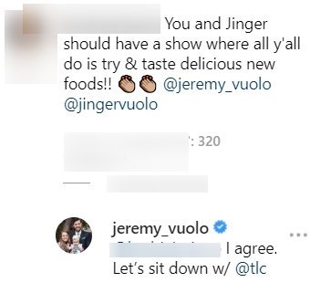 Jeremy Vuolo repsonds to a fan who said he and his wife should have their own show | Photo: Instagram/jeremy_vuolo