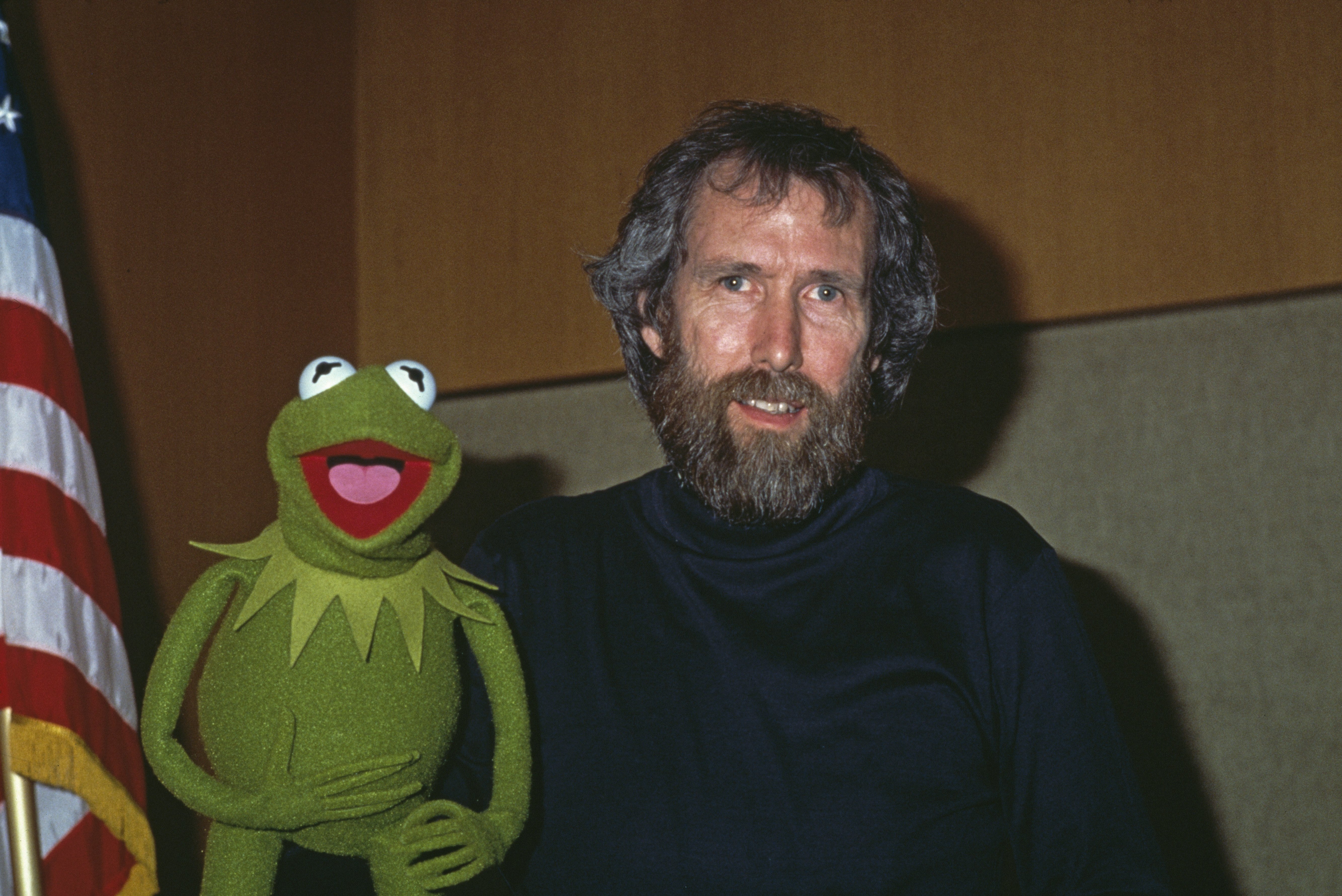 American puppeteer and filmmaker Jim Henson (1936 - 1990) with his best-known Muppet character, Kermit the Frog, January 1984. | Source: Getty Images