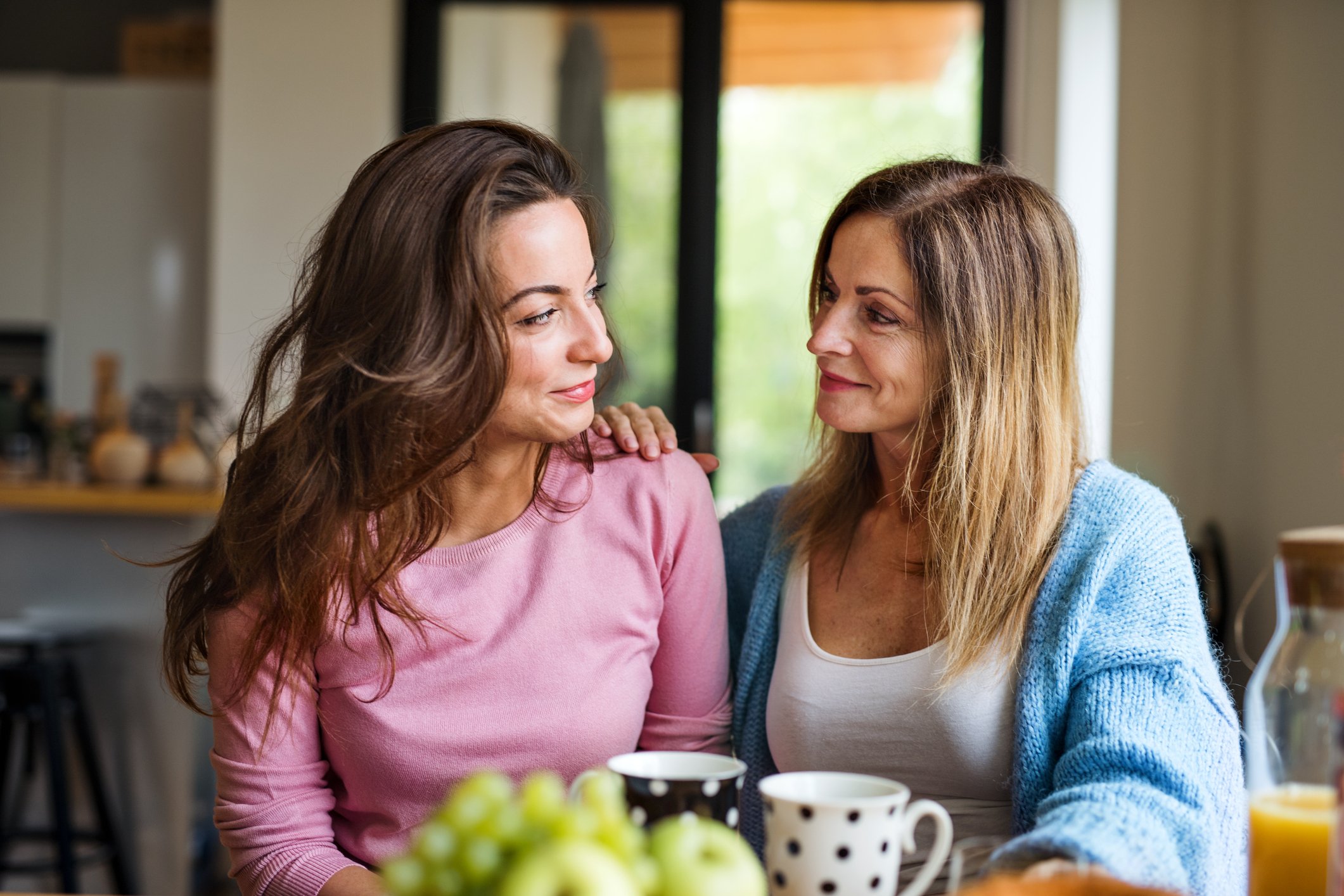 My sister talking. Two women stock.