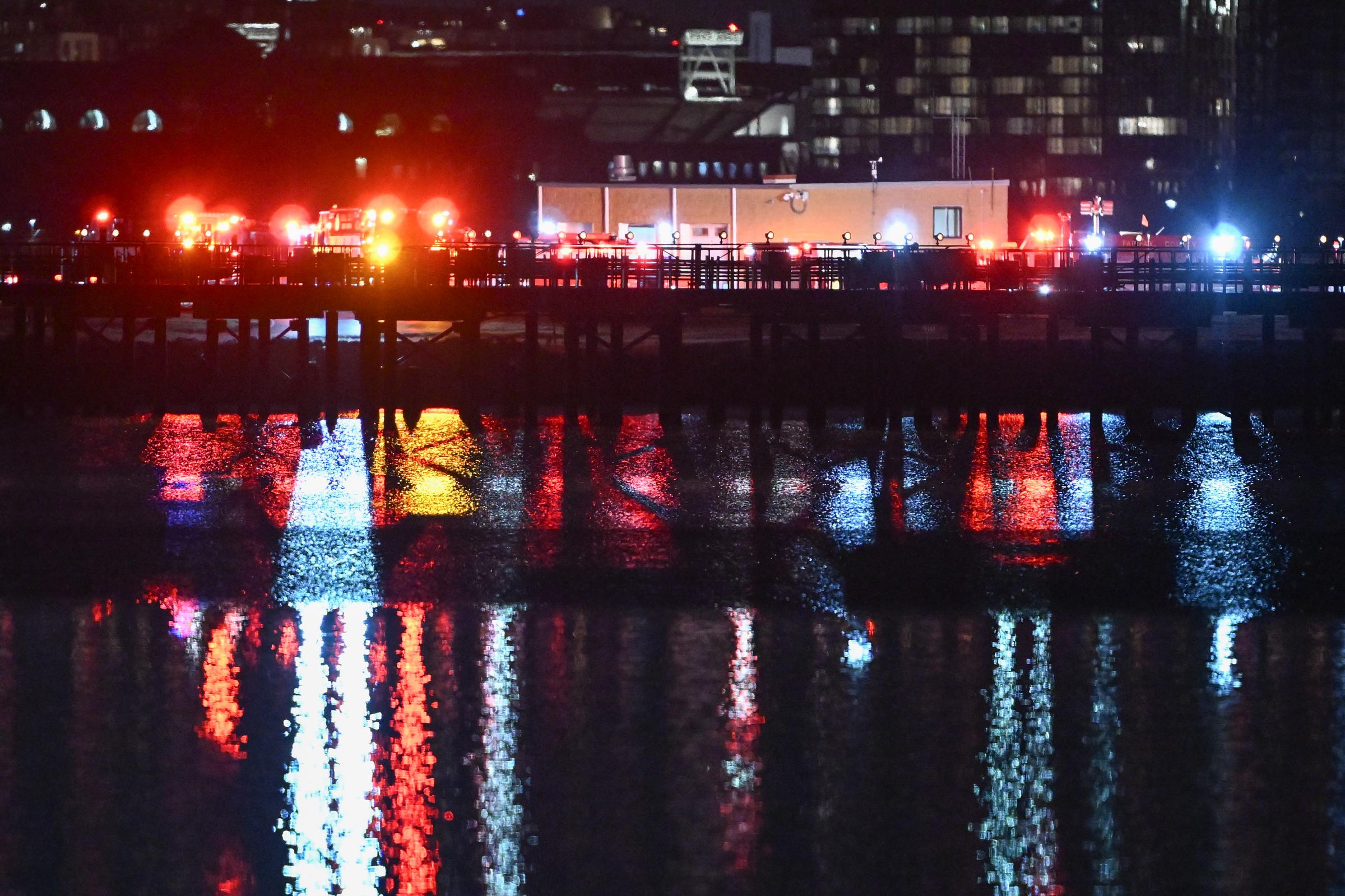 A view of the scene after a regional plane collided in midair with a military helicopter on January 30, 2025, in Washington, D.C. | Source: Getty Images