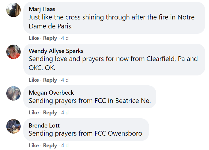 Individual’s comments on a Facebook post by the First Christian Church. │Source: facebook.com/fccmayfieldky