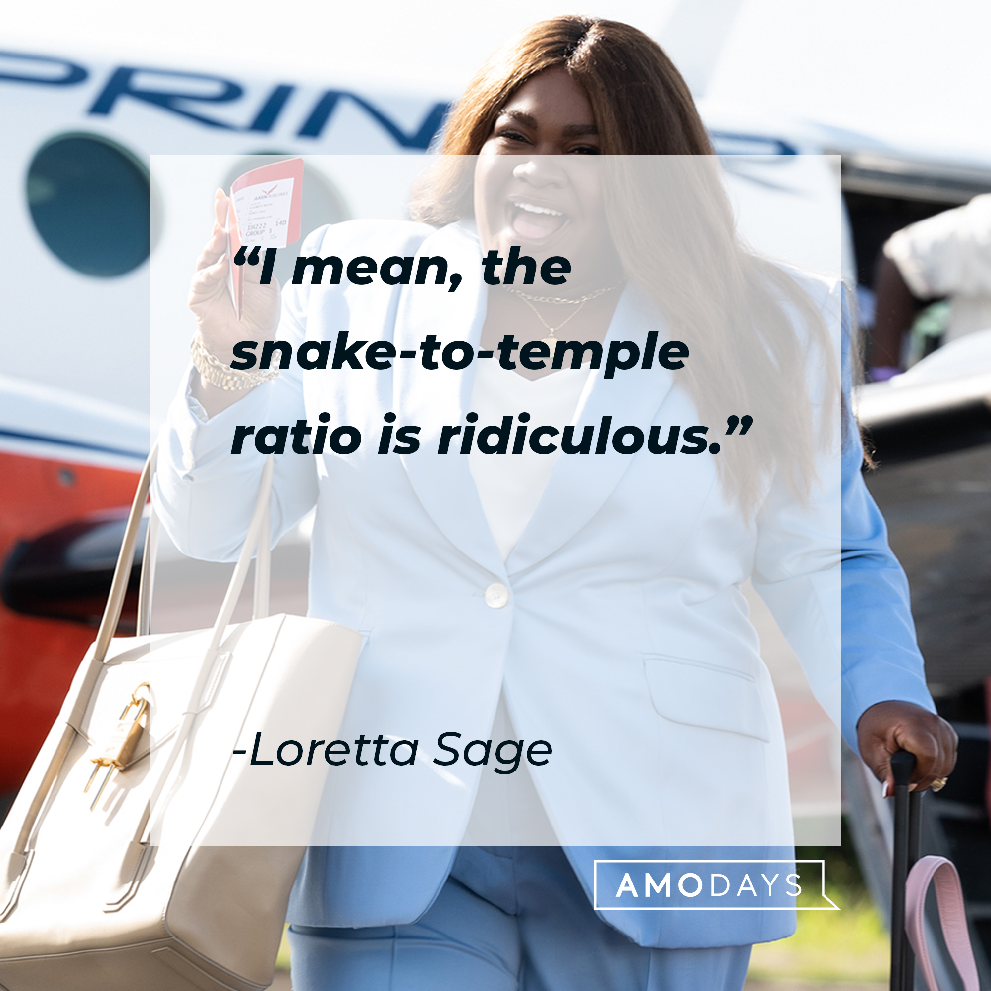 Loretta Sage with her quote: "I mean, the snake-to-temple ratio is ridiculous." | Source: facebook.com/TheLostCityMovie
