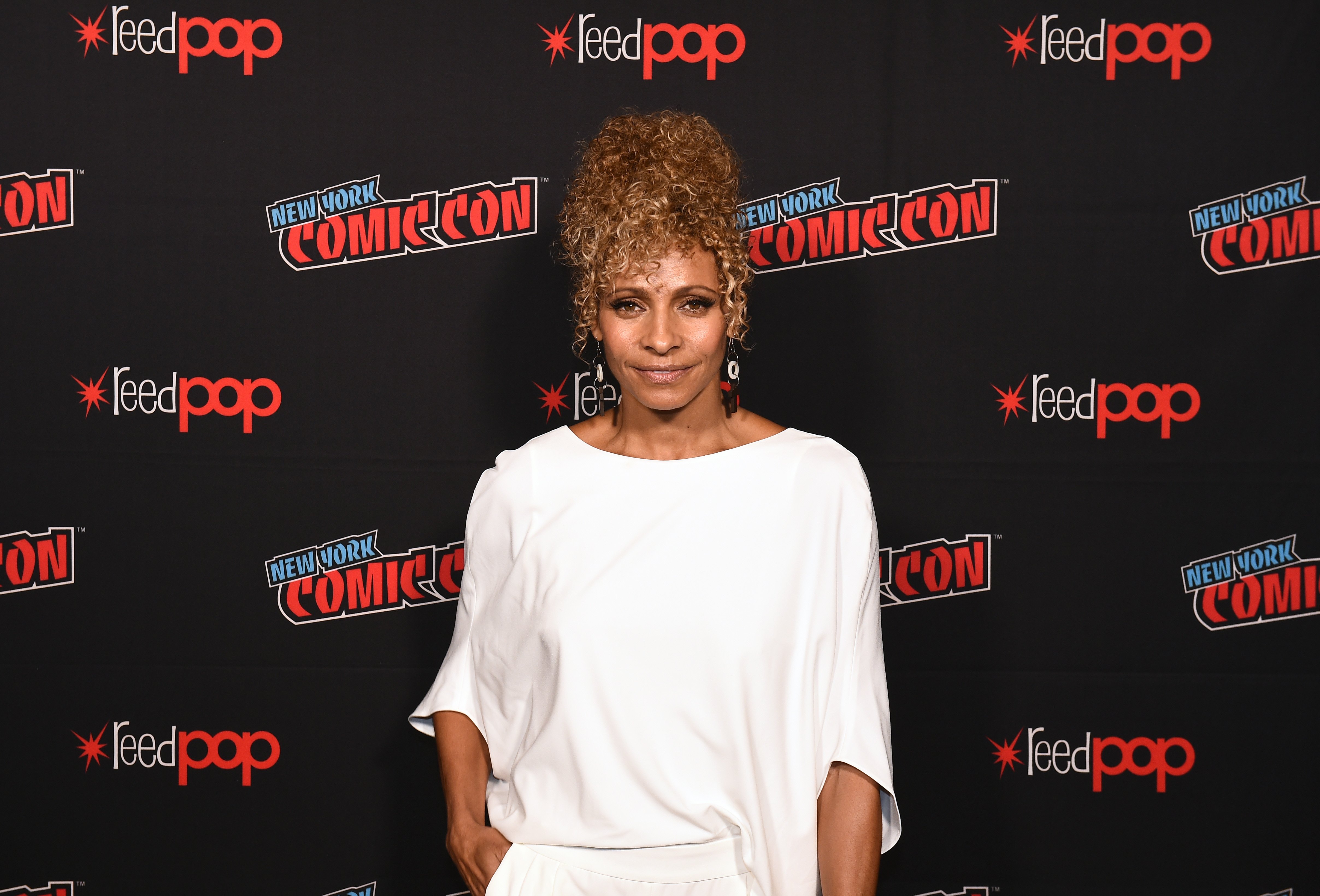 Michelle Hurd poses for a photo during New York Comic Con 2019 Day 3 at the Hulu Theater at Madison Square Garden on October 05, 2019, in New York City. | Source: Getty Images.