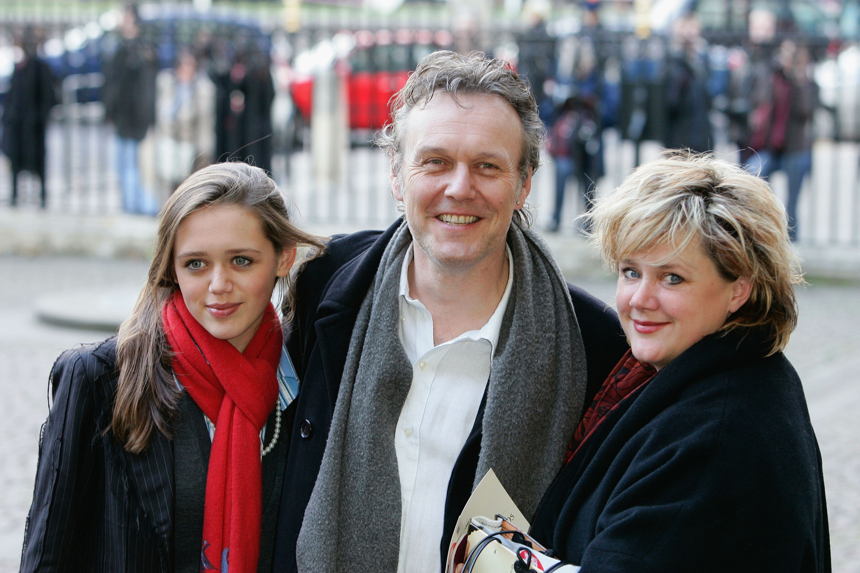 Anthony Head with his wife Sarah Fisher and daughter Daisy Head on December 14, 2005, in London, England. | Source: Getty Images