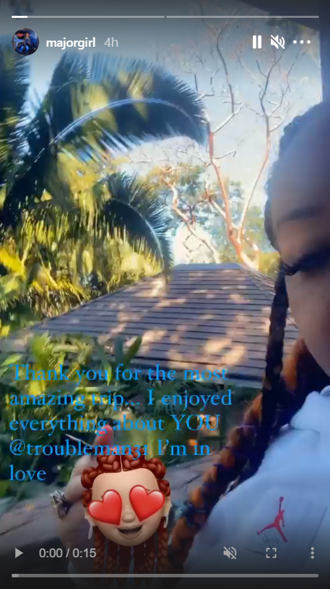 A screenshot of a video of Tiny Harris during a trip with T.I. | Photo: Instagram/Majorgirl 