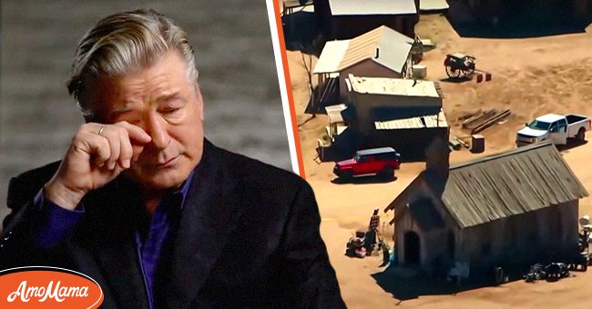 Alec Baldwin in a 2021 interview with ABC News [Left]. A look of "Rust" the set [Right] | Photo: YouTube // TODAY & Twitter / ABC