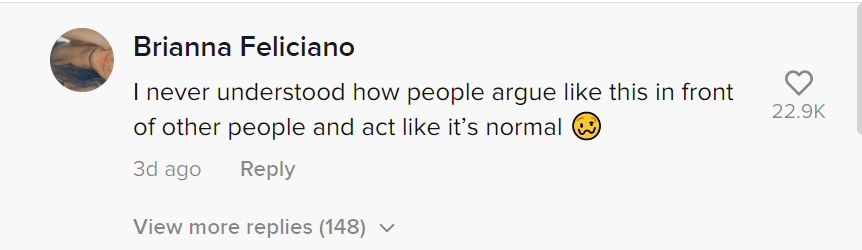 A user's comment on a video of a couple fighting at a showing. | Photo: tiktok.com/@alejandromedinarealtor 