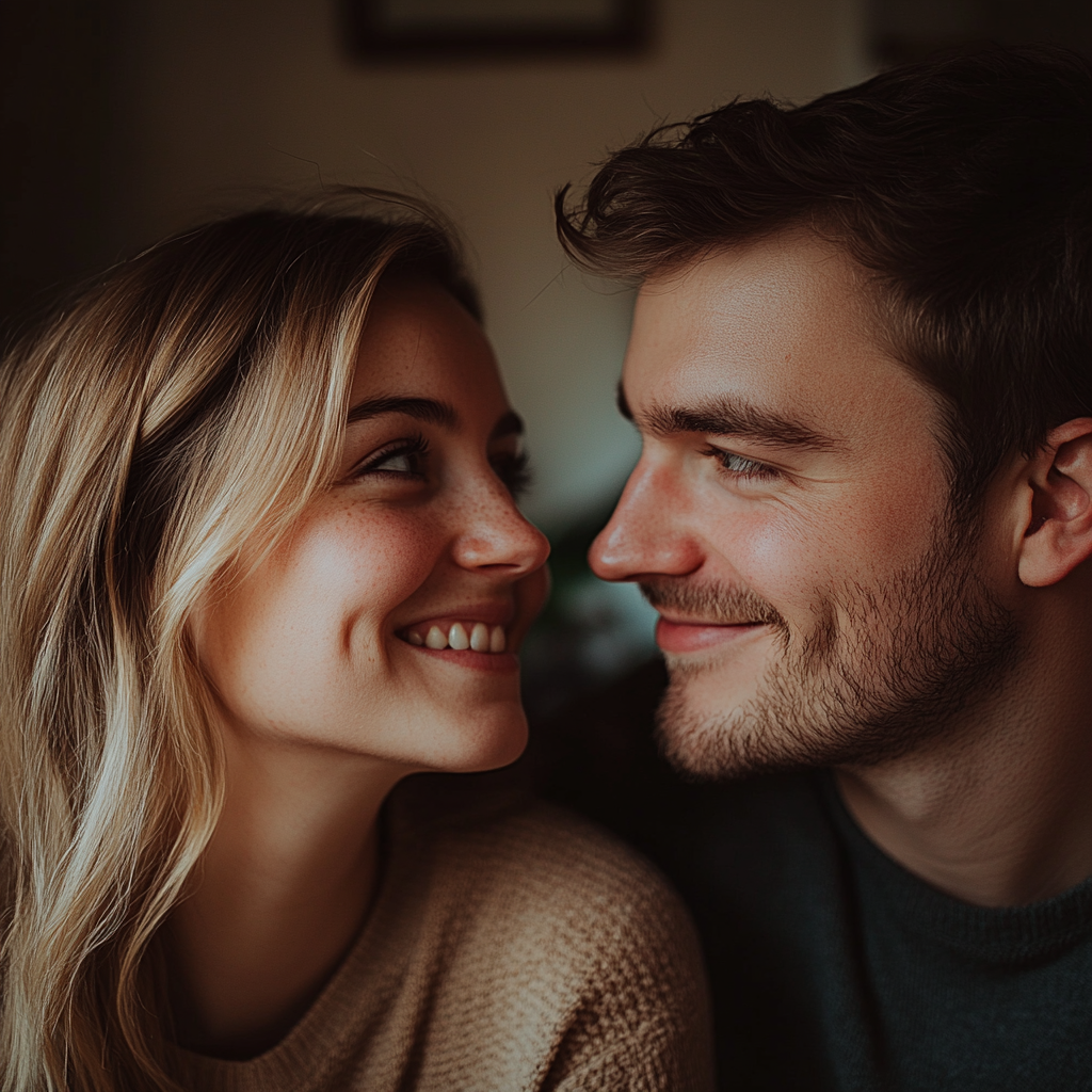 A couple lovingly looking into each others eyes | Source: Midjourney