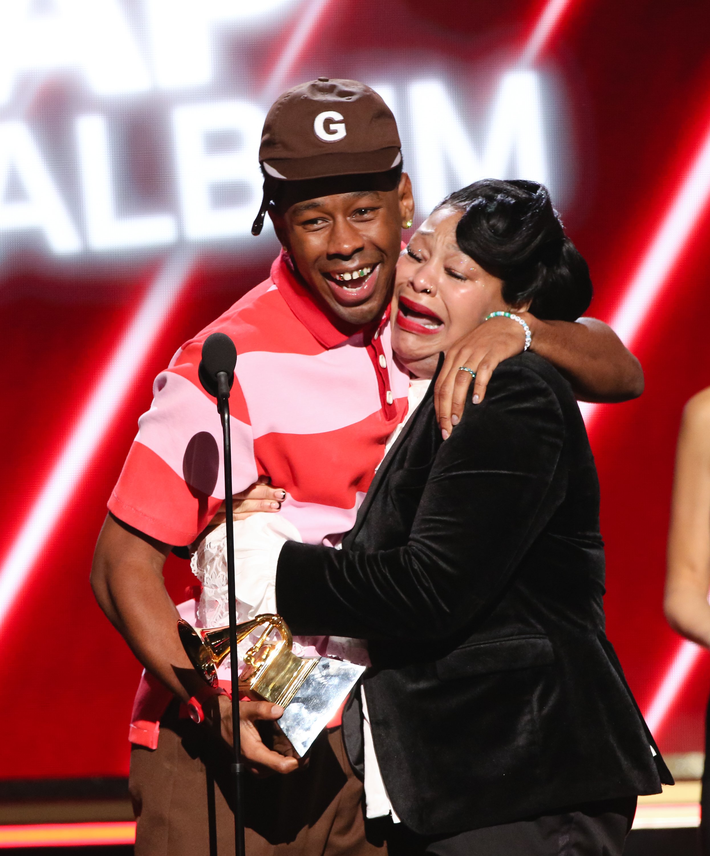  Tyler, The Creator and Bonita Smith accept the Best Rap Album award at THE 62ND ANNUAL GRAMMY® AWARDS the STAPLES Center in Los Angeles on January 26, 2020 | Source: Getty Images