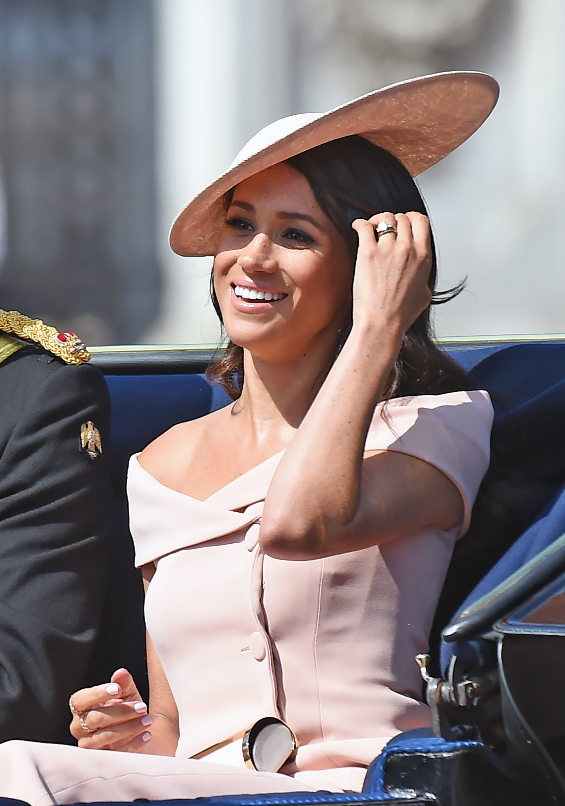 Meghan, Duchess of Sussex travels in an open carriage to the Trooping the Colour ceremony on June 9, 2018 in London, England | Source: Getty Images