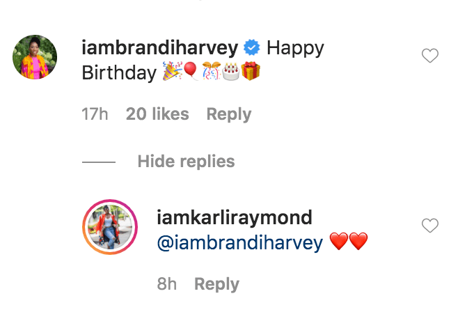 Brandi Harvey commented on a photo of Karli Harvey and Ben Raymond Sr. celebrating their son Ben Raymond Jr’s fourth birthday | Source: Instagram.com/iamkarliraymond