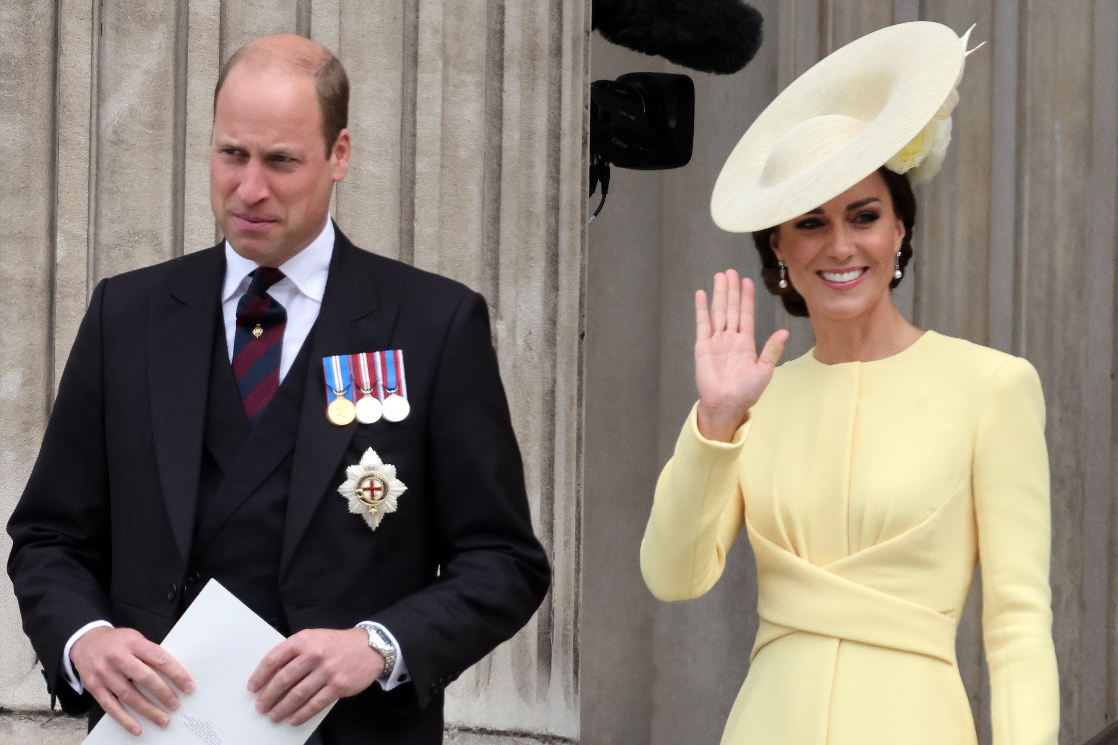 Prince William and Duchess Kate departing St. Paul's Cathedral after the Queen Elizabeth II Platinum Jubilee National Service of Thanksgiving on June 3, 2022, in London, England | Source: Getty Images