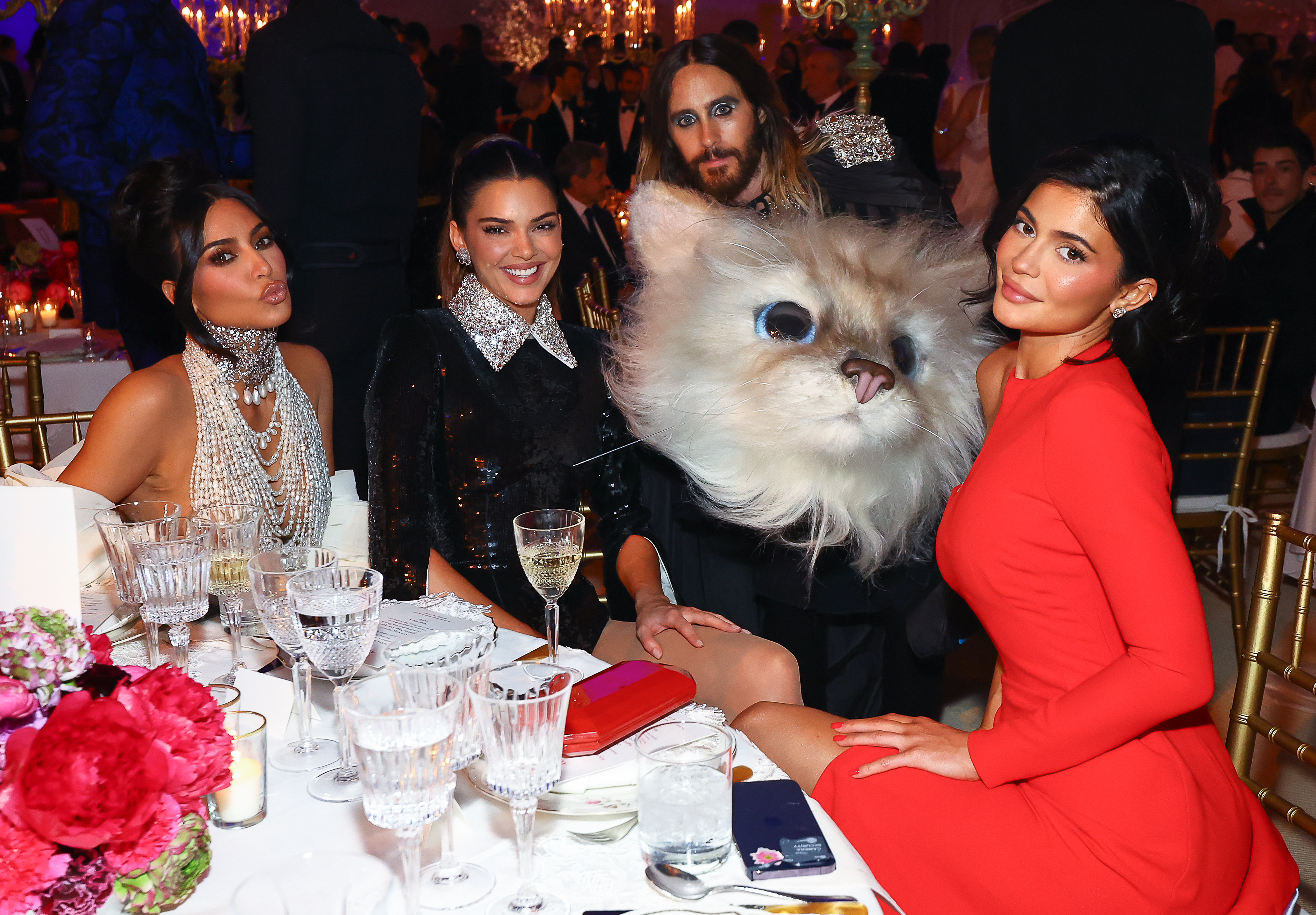Kim Kardashian, Kendall Jenner, Jared Leto, and Kylie Jenner attend The Met Gala Celebrating "Karl Lagerfeld: A Line Of Beauty" at Metropolitan Museum of Art in New York City, on May 1, 2023. | Source: Getty Images