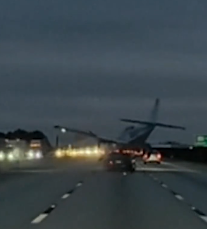 An aircraft landing on a car as seen in a video posted on December 10, 2025 | Source: Instagram/abc7newsbayarea