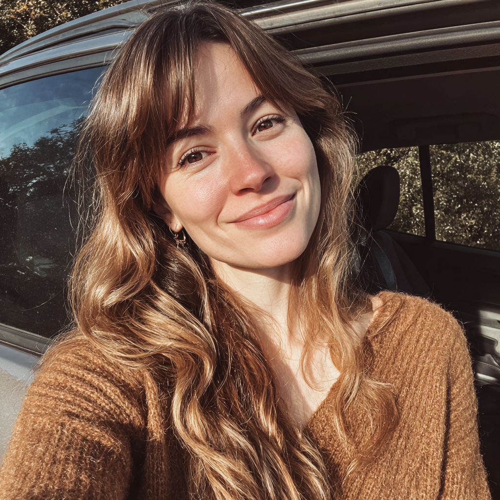 A smiling woman standing outside | Source: Midjourney