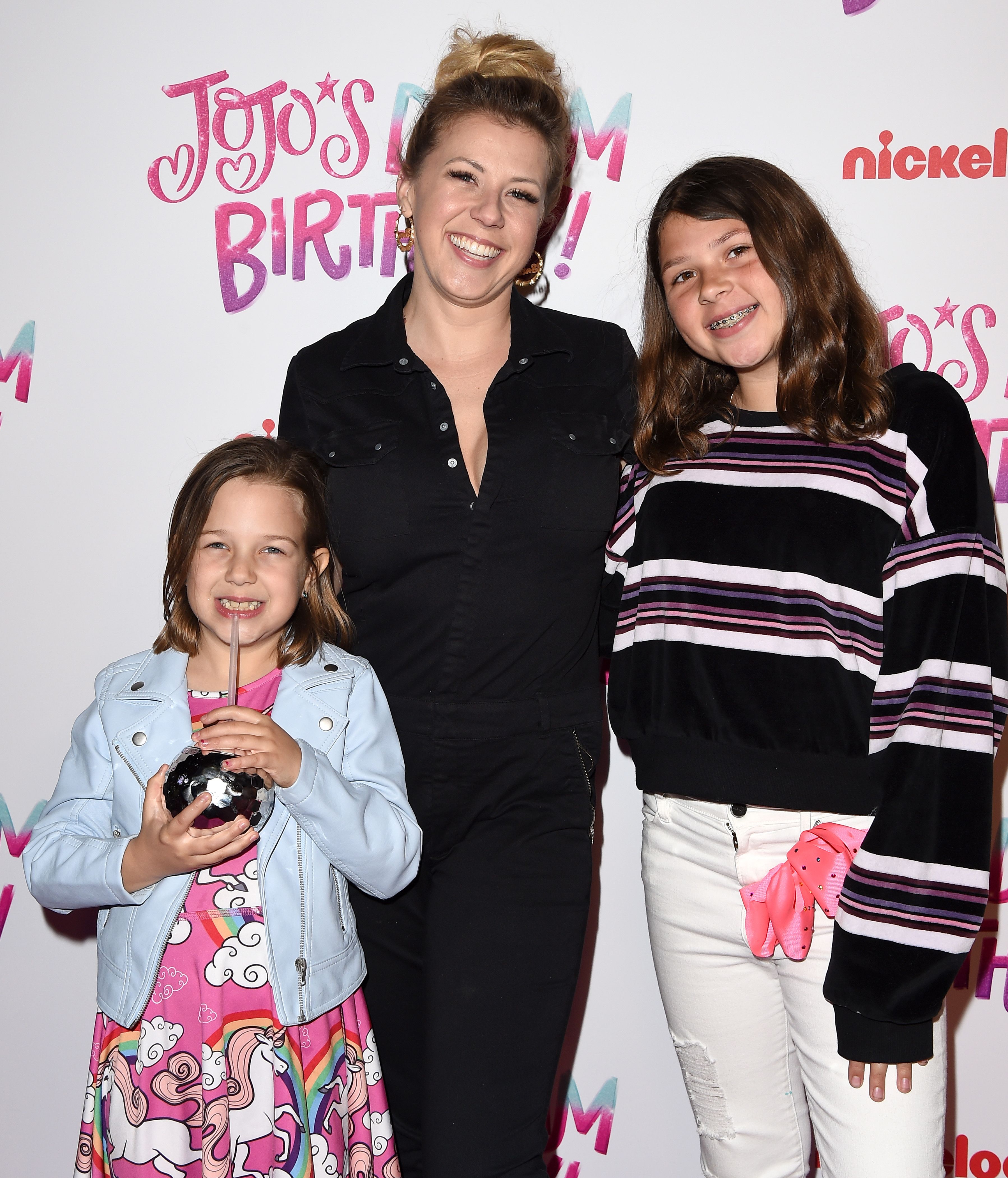 Jodie Sweetin, Beatrix Carlin Sweetin-Coyle and Zoie Laurel May Herpin during JoJo Siwa's Sweet 16 Birthday celebration at W Hollywood on April 09, 2019 in Hollywood, California. | Source: Getty Images