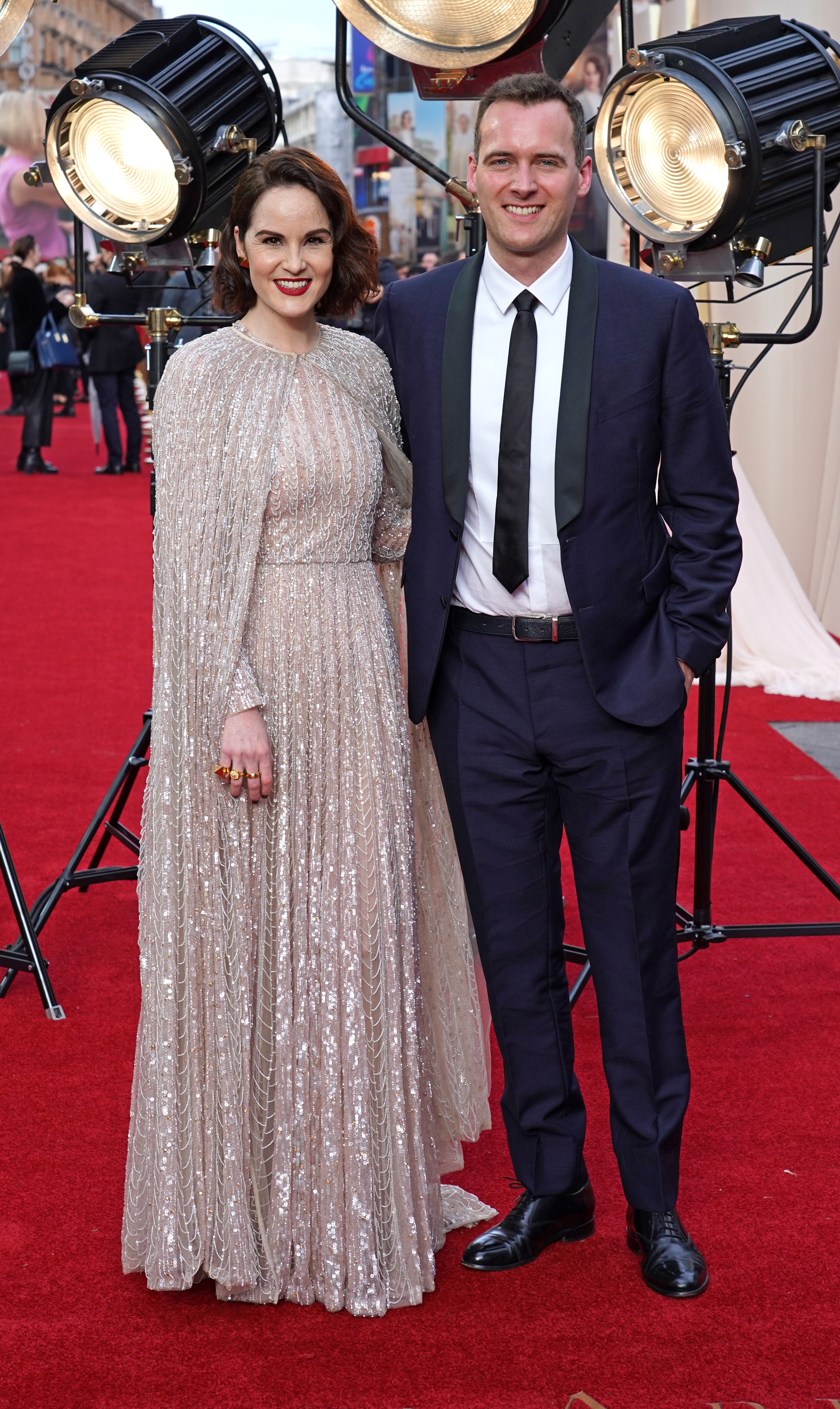 Michelle Dockery and Jasper Waller-Bridge attending the world premiere of "Downton Abbey: A New Era" at Cineworld Leicester Square on April 25, 2022, in London, England | Source: Getty Images