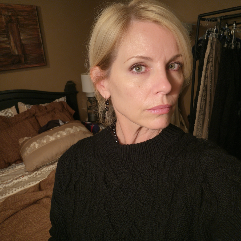 A close-up of a woman wearing black | Source: Midjourney