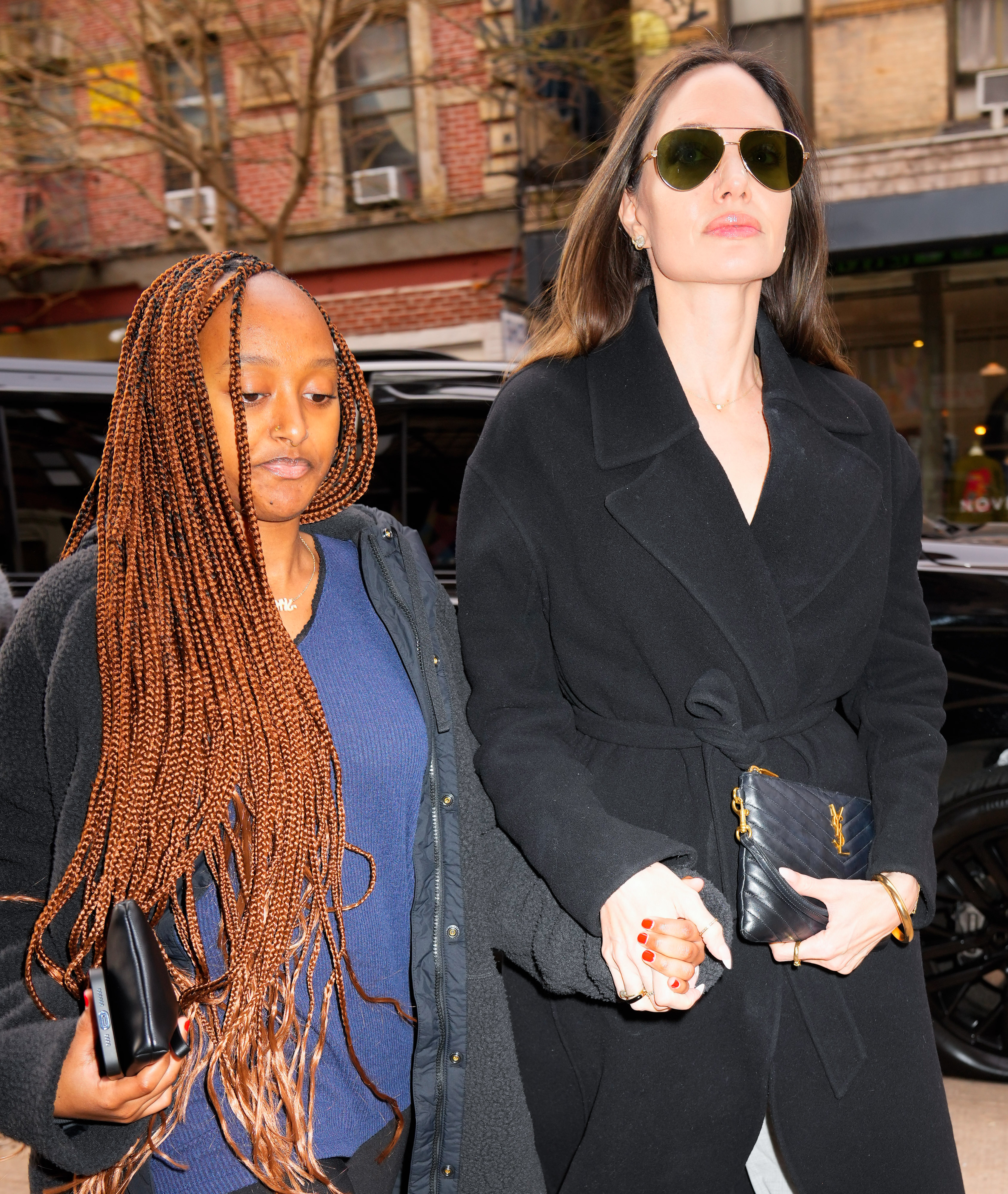 Angelina Jolie and Zahara Pitt-Jolie are seen in New York City on January 11, 2023 | Source: Getty Images