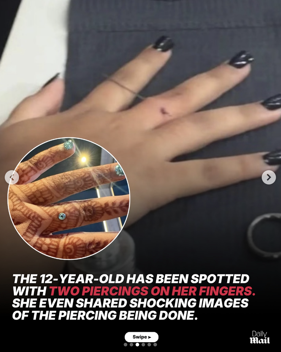 North West's dermal piercing once posted on her TikTok page, shared by Daily Mail on November 13, 2025. | Source: Instagram/dailymail