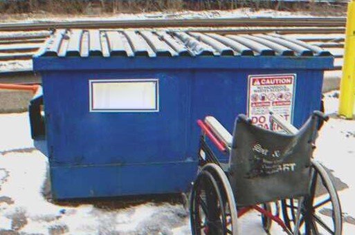 Chuck saw a wheelchair by the dumpster. | Source: Shutterstock.com