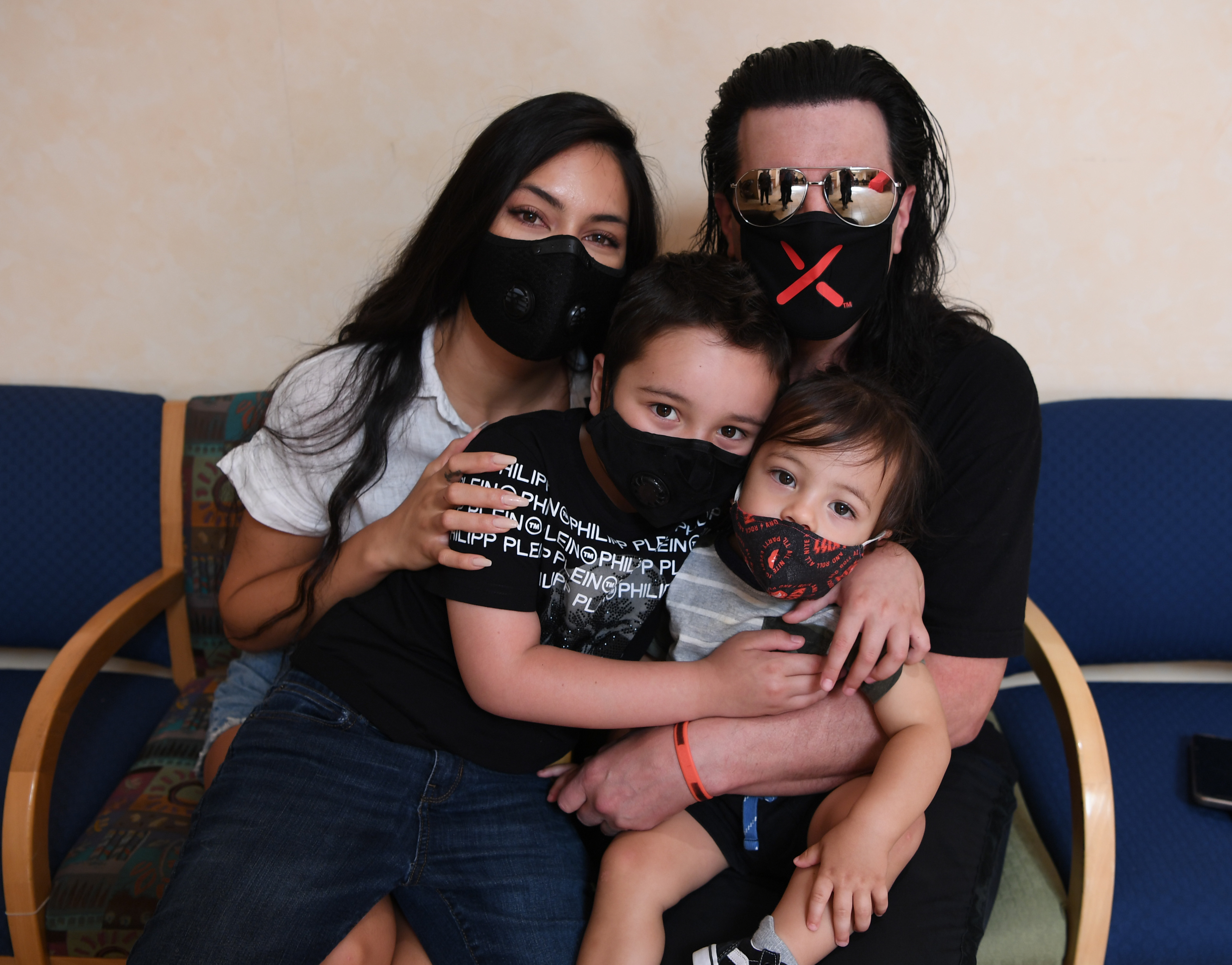 Criss Angel, his wife Shaunyl Benson with their sons Johnny Crisstopher Sarantakos and Xristos Yanni Sarantakos on July 18, 2020, in Las Vegas, Nevada. | Source: Getty Images