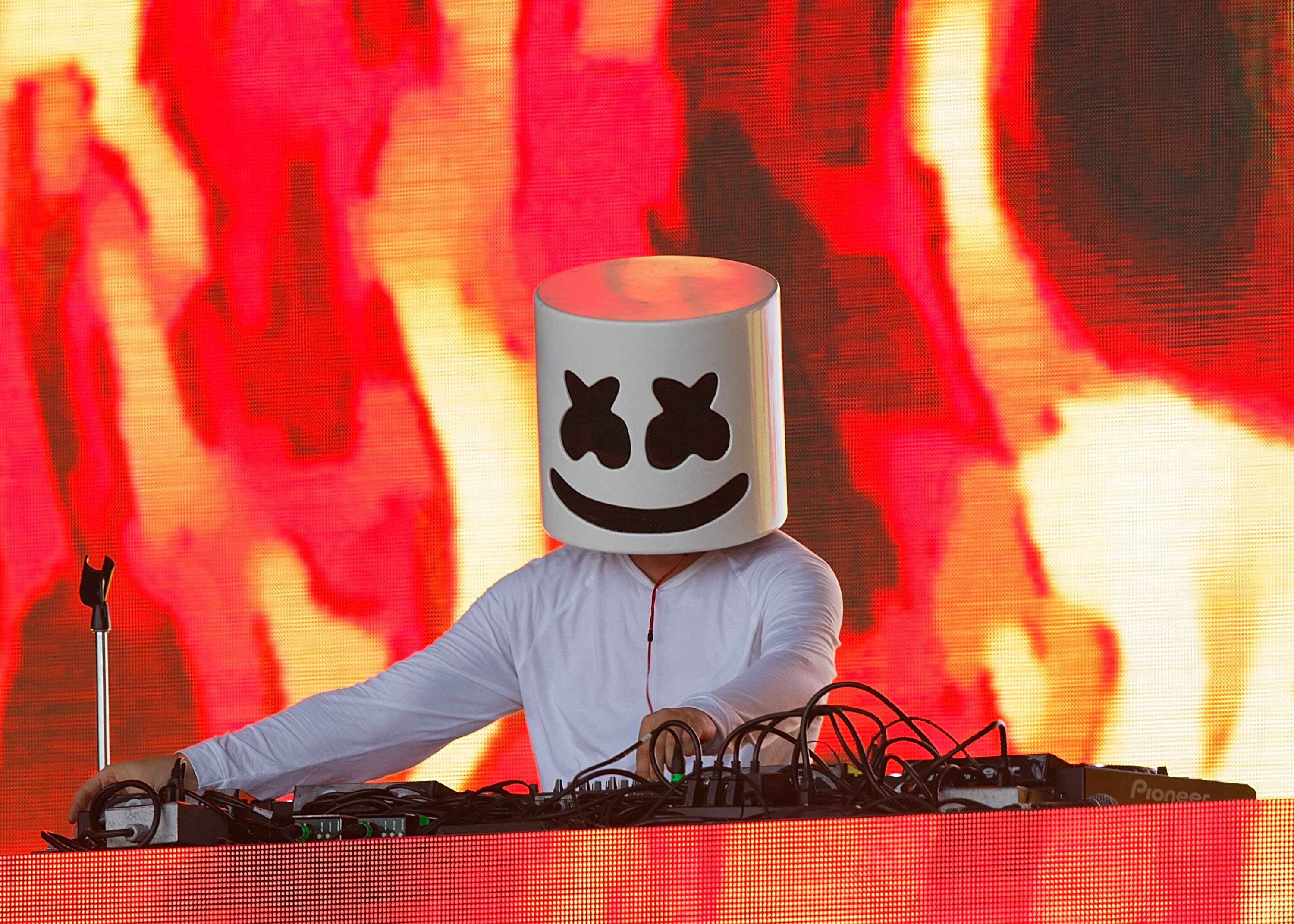 DJ Marshmello performing onstage at the FVDED In The Park music festival in Canada aon July 2, 2016 | Source: Getty Images