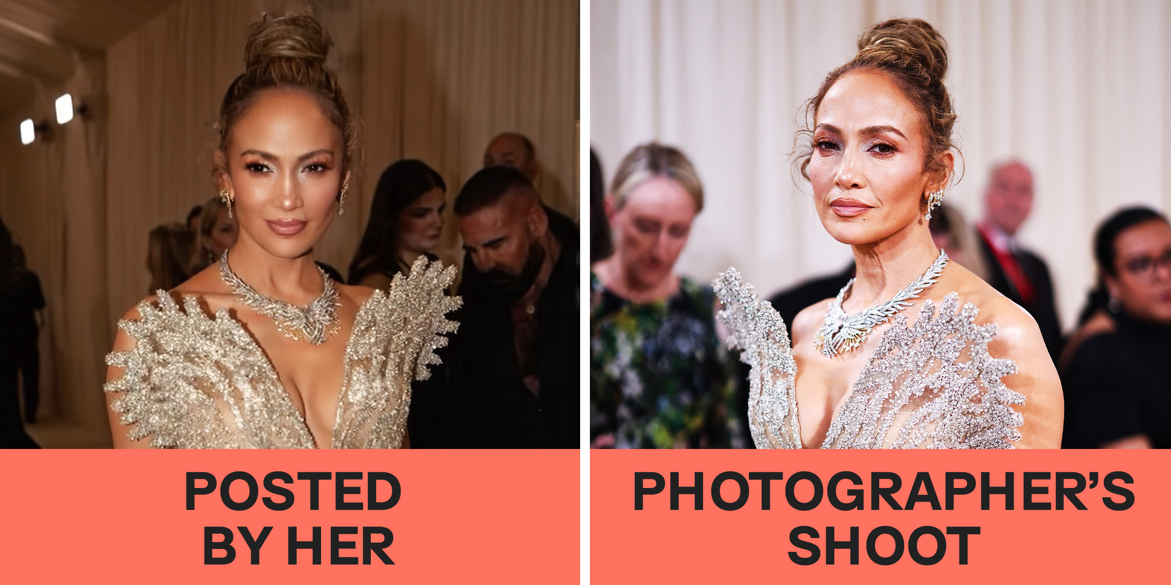 Jennifer Lopez on Instagram vs. in reality | Source: Instagram/jlo | Getty Images