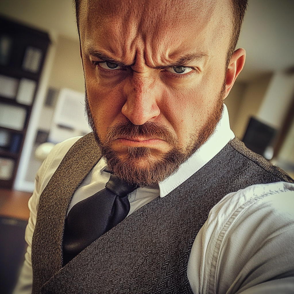 An angry man in a suit | Source: Midjourney